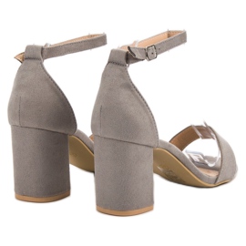 Super Mode Elegantní semišové sandály šedá 6