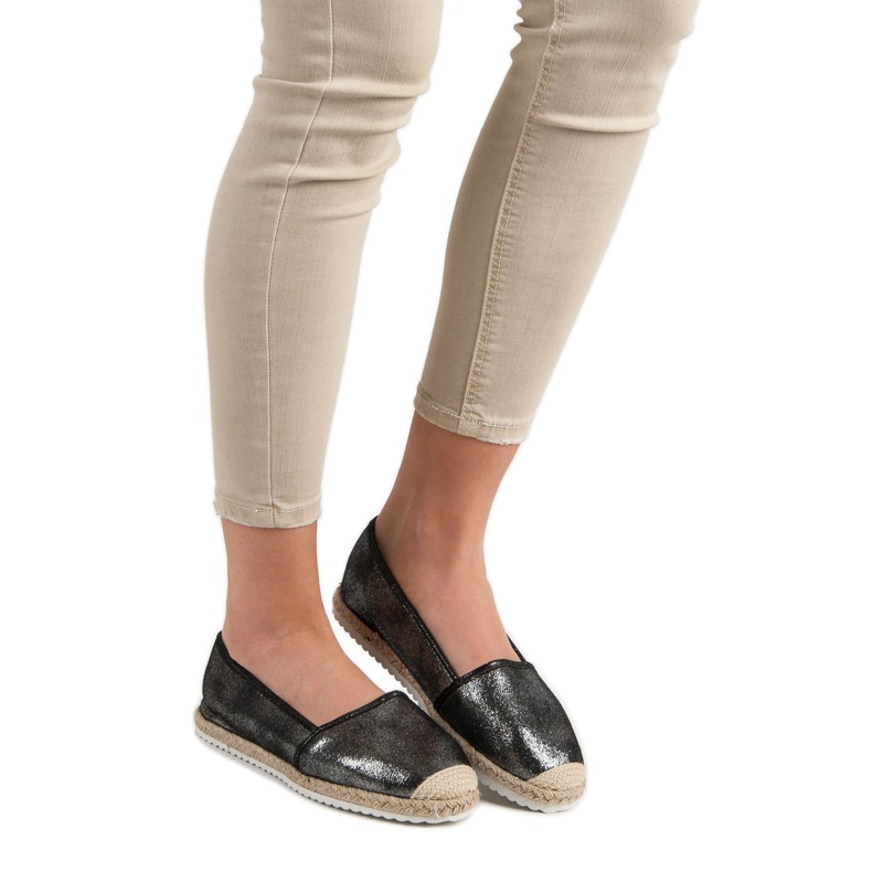 Lucky Shoes Espadrilky s černým třpytem černá 2