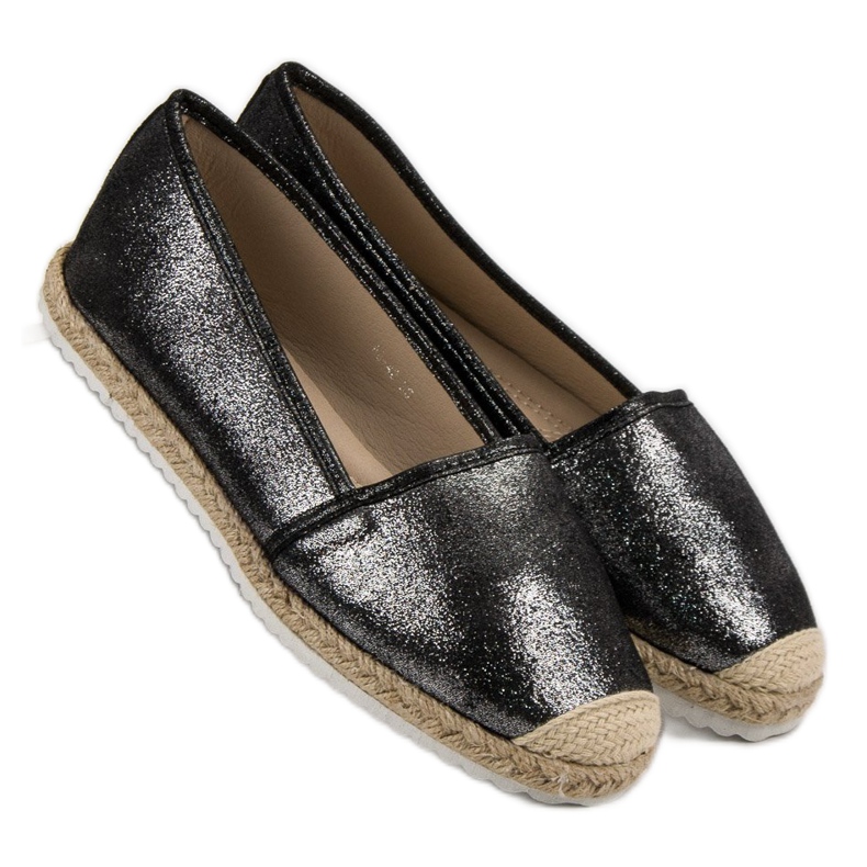Lucky Shoes Espadrilky s černým třpytem 1
