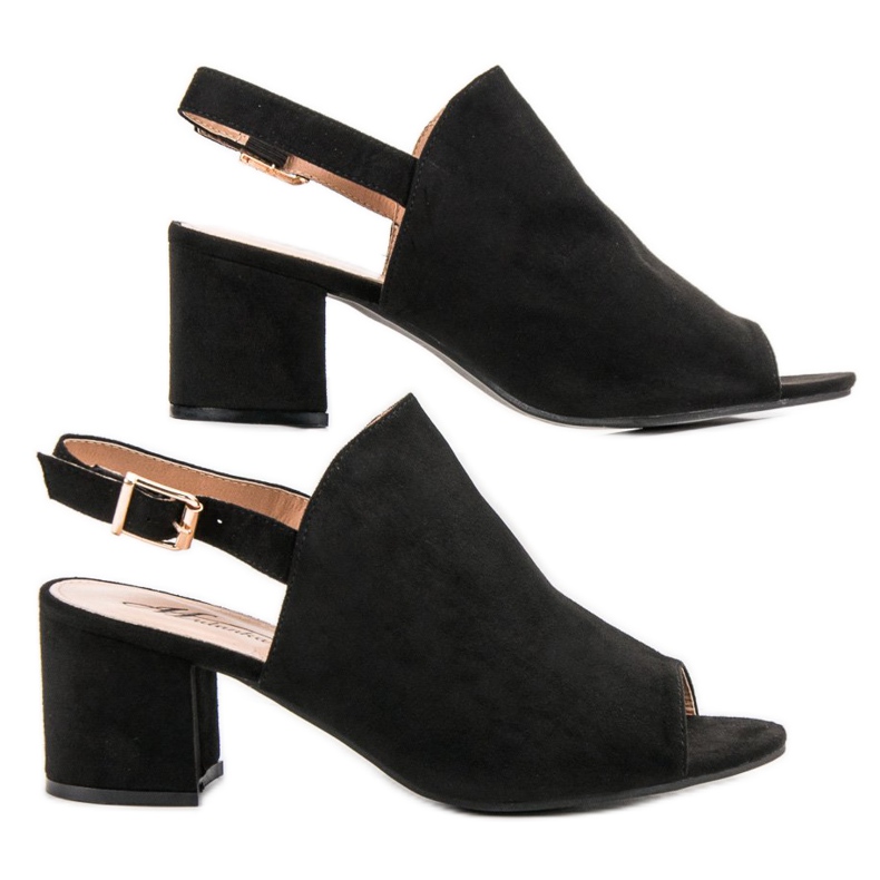 Semišové uzavřené sandály černý 2