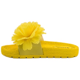 Seastar Žluté pantofle s květinami žlutá 4