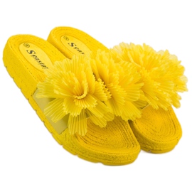 Seastar Žluté pantofle s květinami žlutá 6