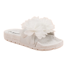 Seastar Bílé pantofle s květinami bílý 6