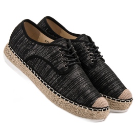 Small Swan Šněrovací espadrilky černá 1