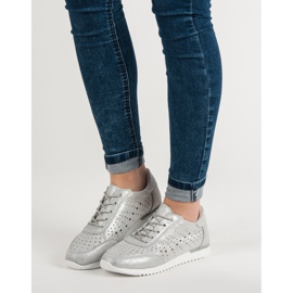 Kylie Stříbrné kožené boty šedá 6