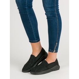 SHELOVET Textilní obuv s krystaly černý 2