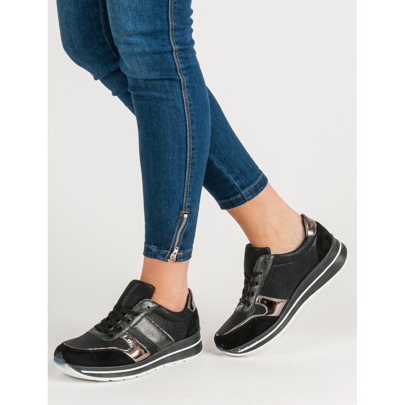 SHELOVET Šněrovací sportovní obuv černá 2