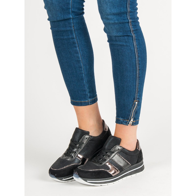 SHELOVET Šněrovací sportovní obuv černá 1