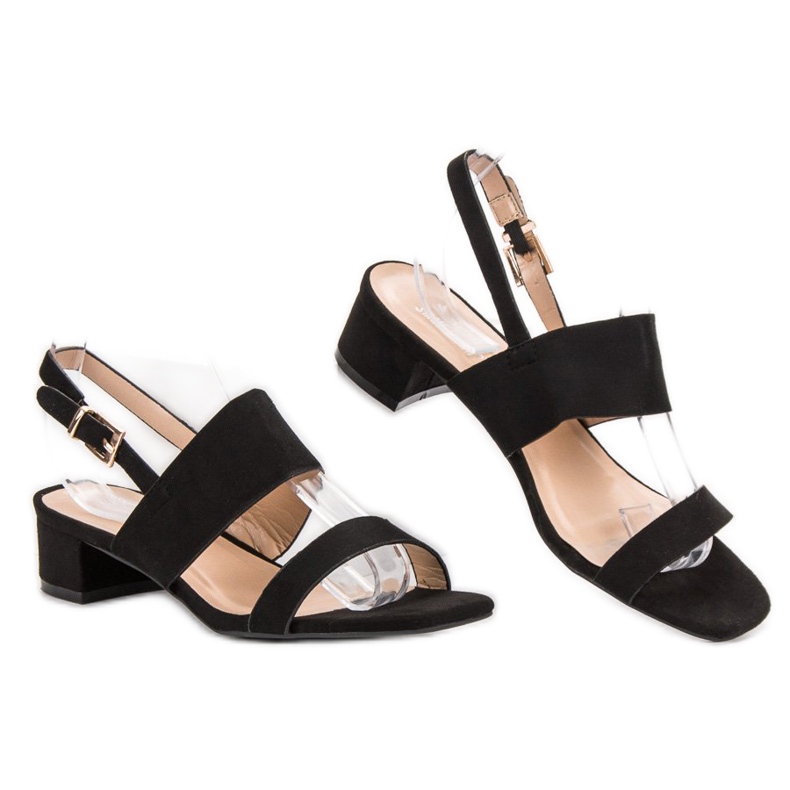 Small Swan Pohodlné sandály na vysokém podpatku černá 2