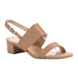 Small Swan Pohodlné sandály na vysokém podpatku hnědý 1