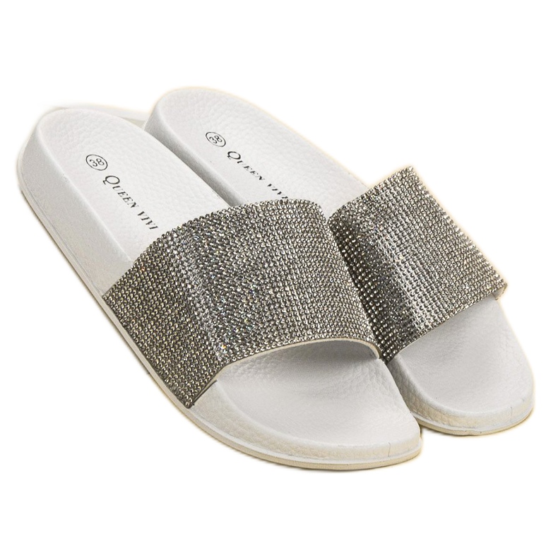 Queen Vivi Pantofle S Krystaly bílý 1 Queen Vivi Pantofle S Krystaly bílý 1