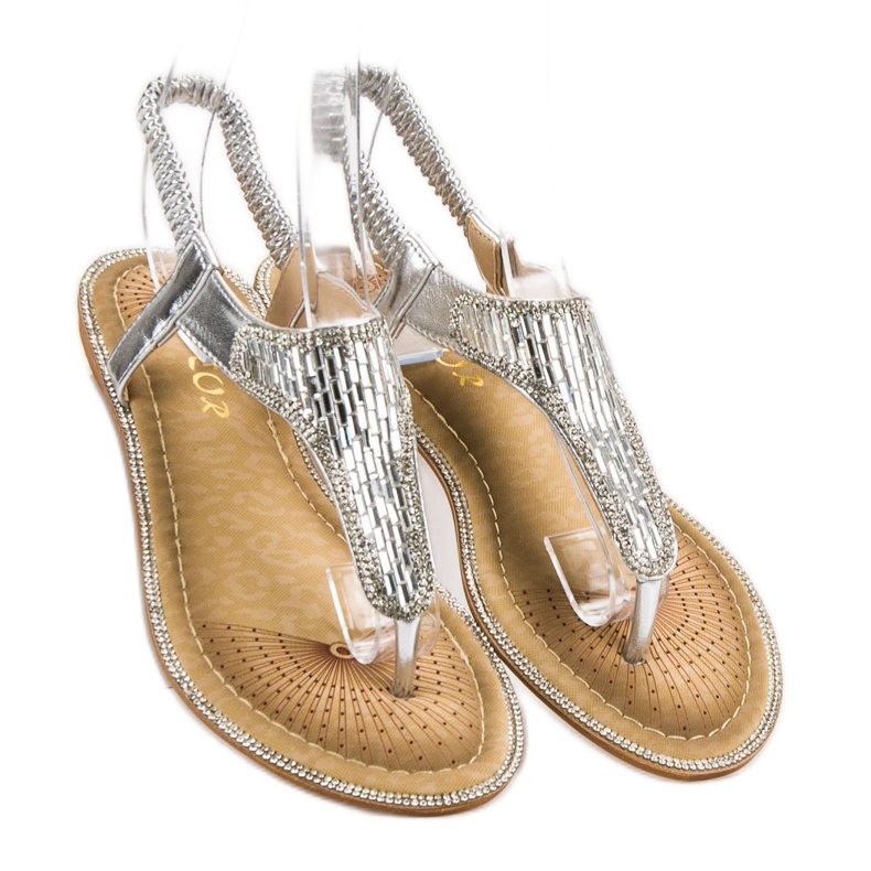 Encor Sandály S Krystaly šedá 1