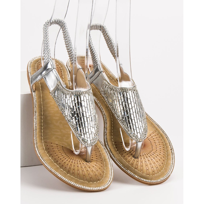 Encor Stříbrné japonské sandály šedá 1