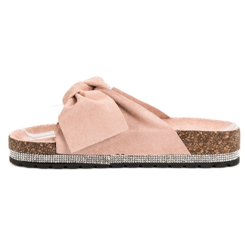 Anesia Paris Semišové pantofle s krystaly růžový 1