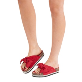 Anesia Paris Semišové pantofle s krystaly červené 2