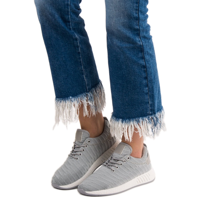 SHELOVET Módní textilní obuv šedá 2