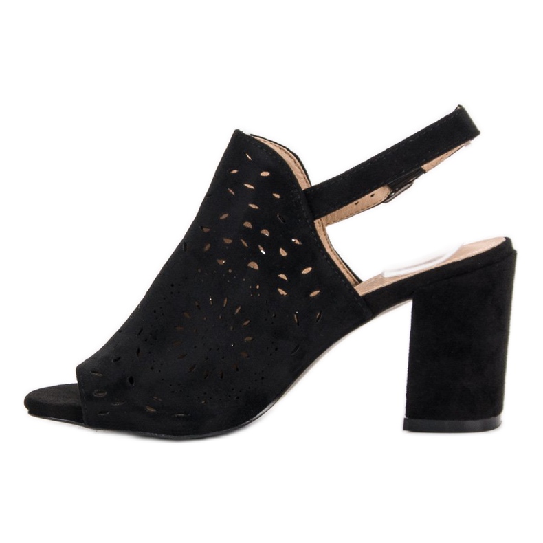 SHELOVET Semišové uzavřené sandály černá 2