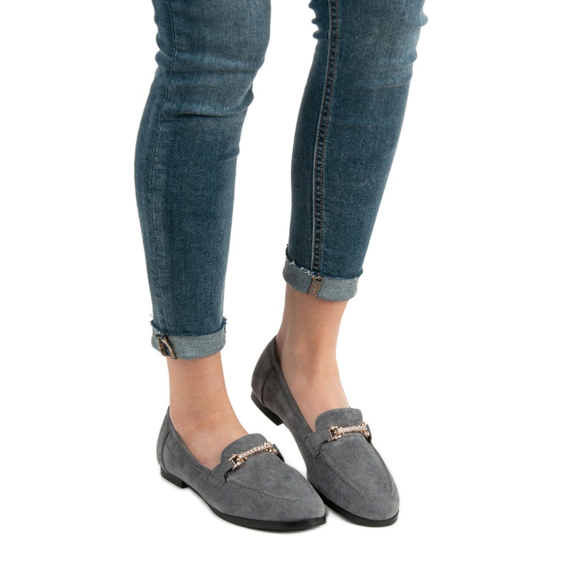 Balada Mokré semišové mokasíny šedá 1