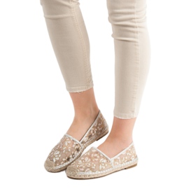 Krajkové espadrilky VICES hnědý žlutá 1