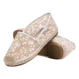 Krajkové espadrilky VICES hnědý žlutá 4