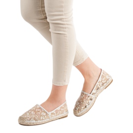 Krajkové espadrilky VICES hnědý žlutá 2