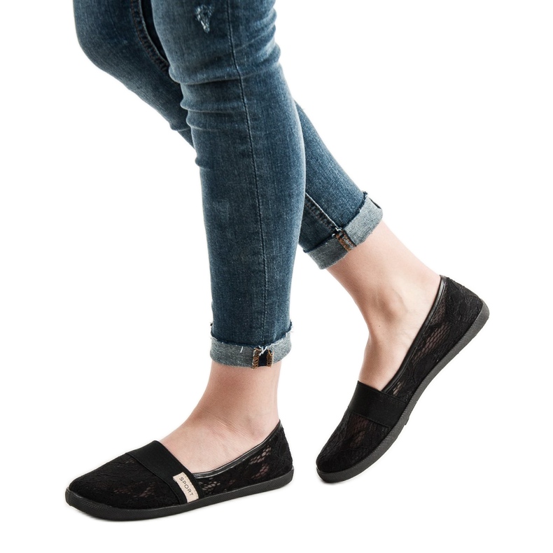 SHELOVET Krajkové balerínky černá 1