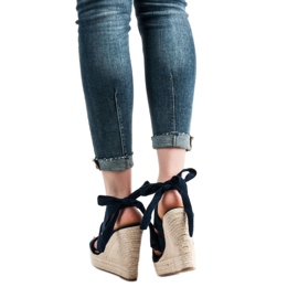 Cm Paris Tmavě modré sandály na klínku námořnická modrá 1