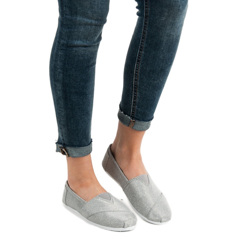 SHELOVET Třpytivé nazouvací tenisky šedá 1