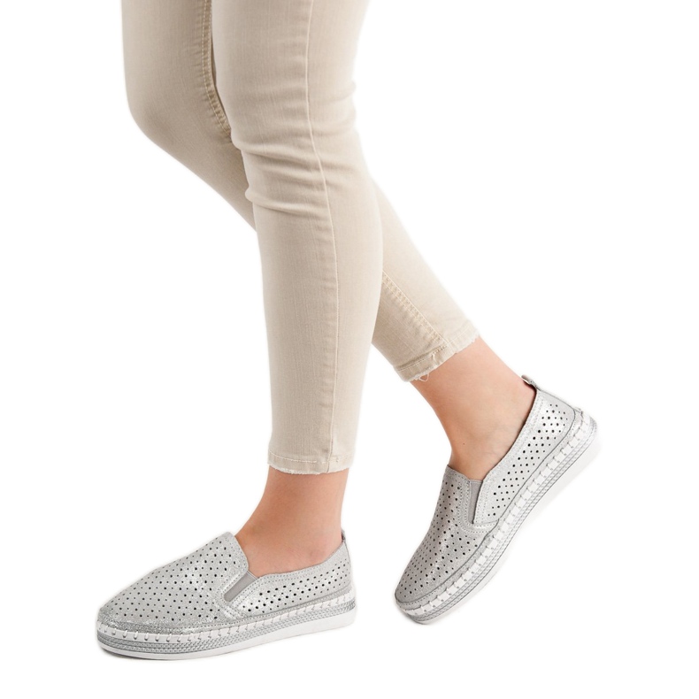 Goodin Stříbrné kožené slipy šedá 1