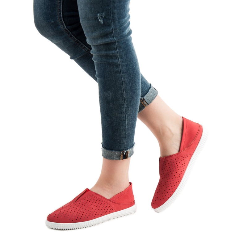 Super Mode Pohodlné nazouvací tenisky červené 1