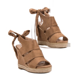 Anesia Paris Sandály na klínku hnědý 2