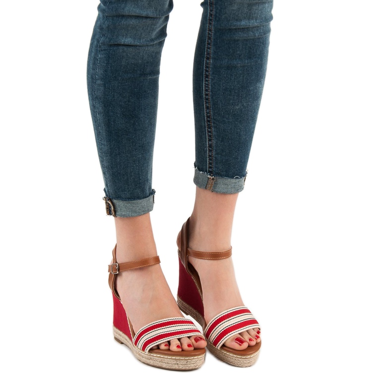 Primavera Neformální klínové sandály červené 2