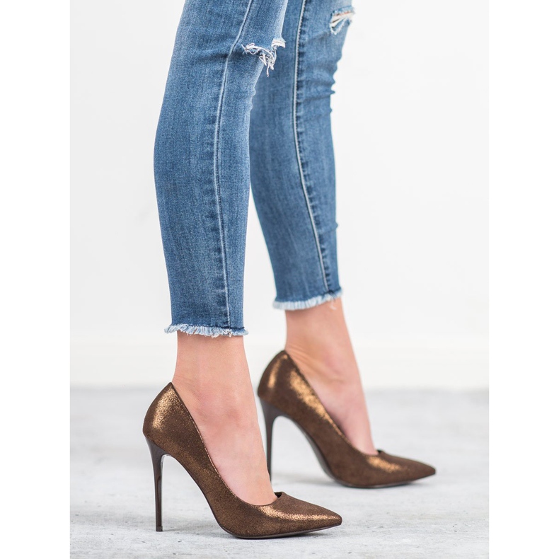 Bestelle Třpytivé vysoké podpatky hnědý 2