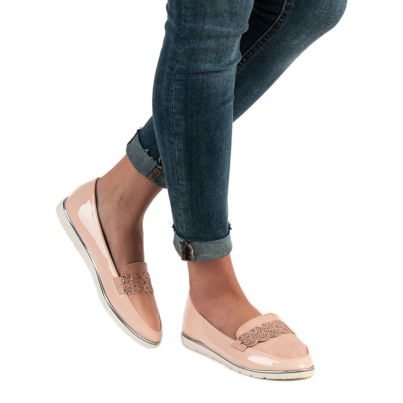 SHELOVET Lakované mokasíny růžový 1