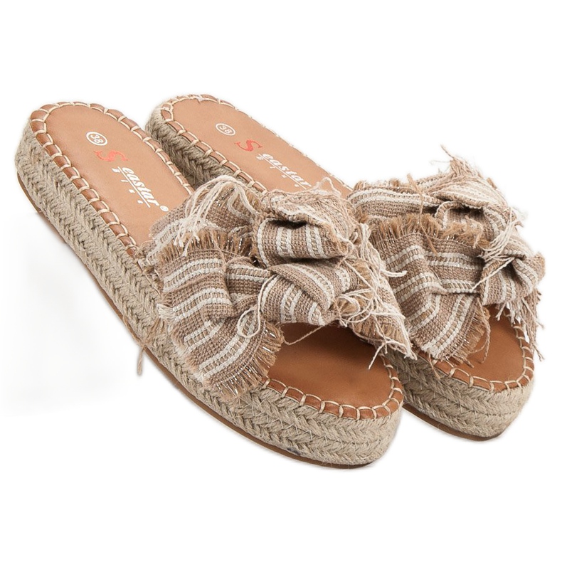 Seastar Pruhované pantofle hnědý 1