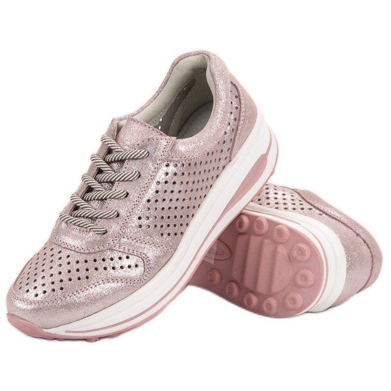 Filippo Kožené brokátové boty růžový 1