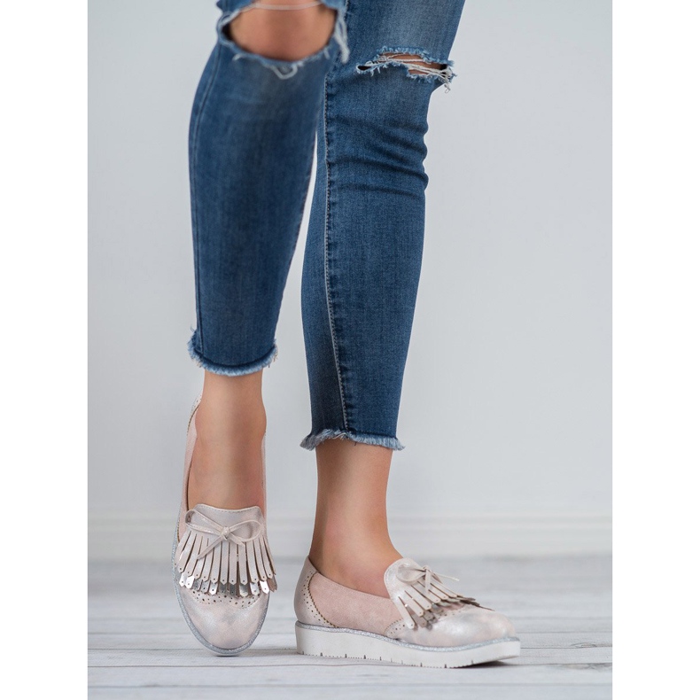 Balada Mokasíny s třásněmi růžový 2