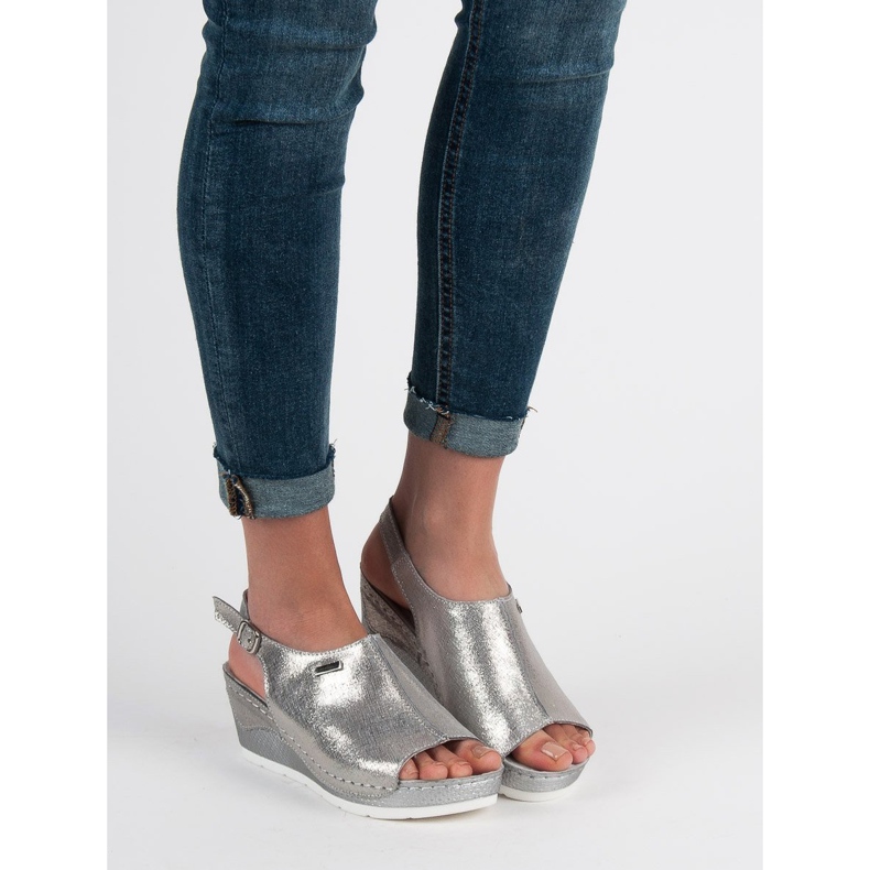 Filippo Kožené sandály šedá 1