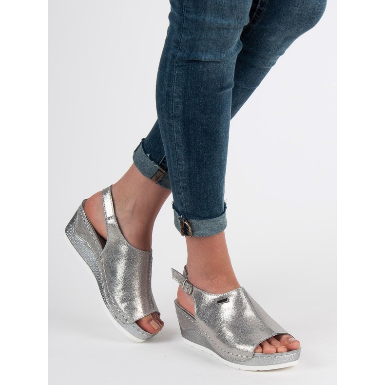 Filippo Kožené sandály šedá 2