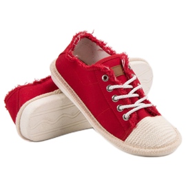 SHELOVET Šněrovací espadrilky červené 1