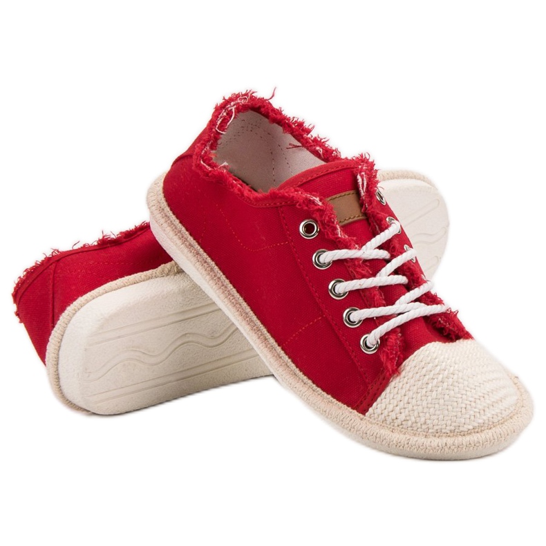 SHELOVET Šněrovací espadrilky červený 1