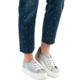 SHELOVET Tenisky se třpytkami šedá 1