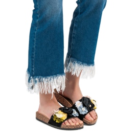 Cm Paris Pantofle S Květinami černý 1