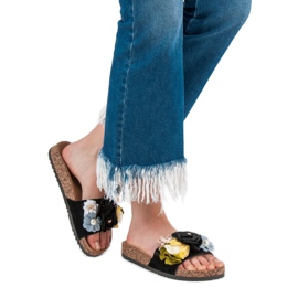 Cm Paris Pantofle S Květinami černý 2