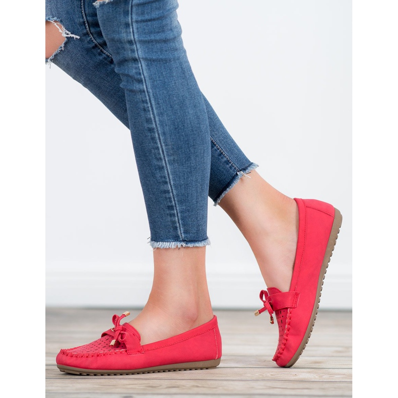 Top Shoes Červené prolamované mokasíny červený 2