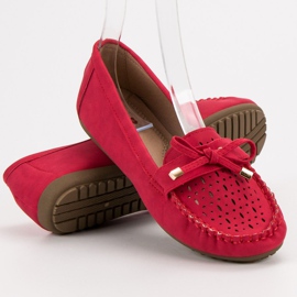 Top Shoes Červené prolamované mokasíny červený 1