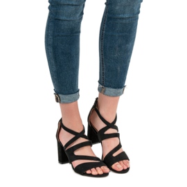 Evento Semišové sandály na baru černá 2