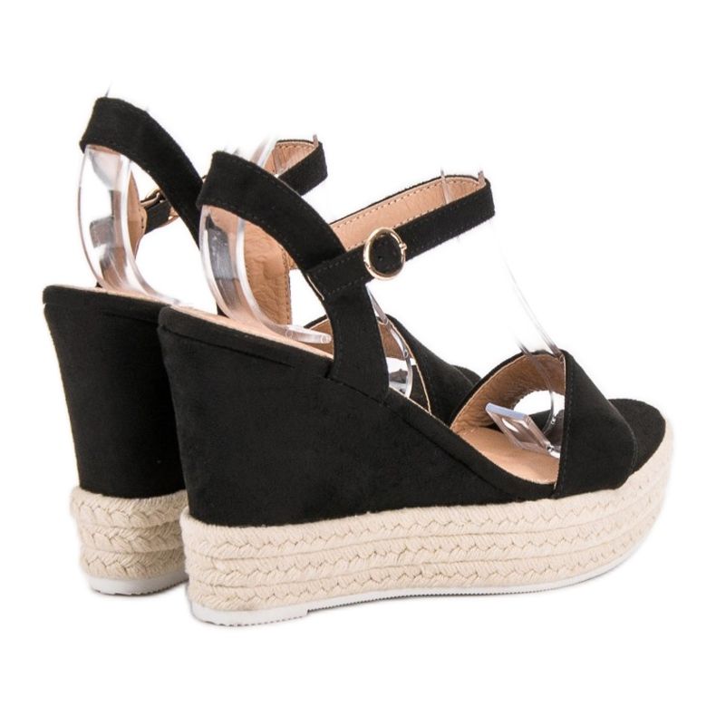 Ideal Shoes Stylové sandály na klínku černý 1