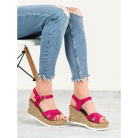 JESSY ROSS Sandály z fuchsiového semiše růžový 2