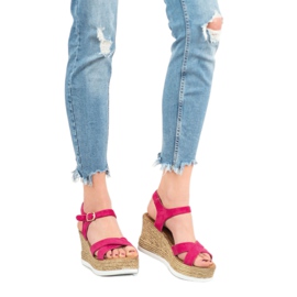 JESSY ROSS Sandály z fuchsiového semiše růžový 1